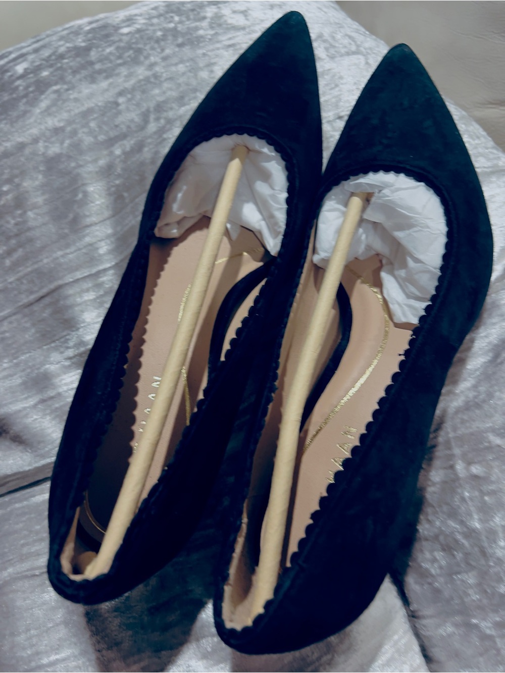 Cole Haan Black Pointed Suede heel shoes